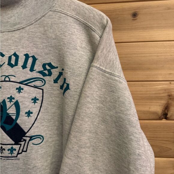Vintage 90’s 1991 Wisconsin Size XL Crest Turtleneck Pullover Sweatshirt - Picture 4 of 12